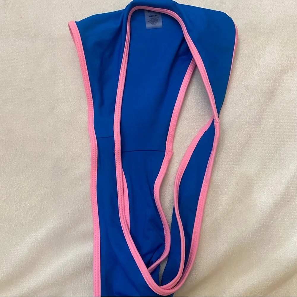 New! Frankie's Bikinis Dove Blue and Pink bikini Bottom 1085